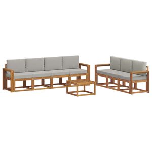 vidaXL Udend&oslash;rs sofagruppe med pude 8 pcs Naturlig og Lys Gr&aring;