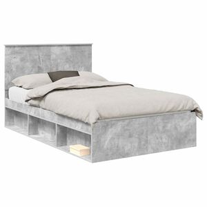 vidaXL Sengestel med skuffe Beton Gr&aring; 135 x 190 cm Massiv fyrretr&aelig;