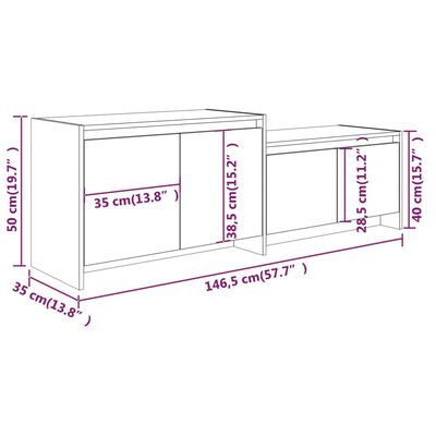 vidaXL tv-bord 146,5x35x50 cm spånplade hvid højglans