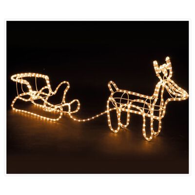 Ambience juledekoration med lyskæde rensdyr og kane 9 m