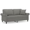 vidaXL 2-personers sofa med puder og hynder 140 cm stof m&oslash;rkegr&aring;