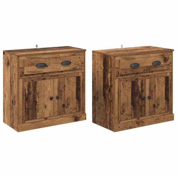 vidaXL Sideboards med skuffe 2 pcs Gammelt tr&aelig; 70 x 35,5 x 67,5 cm