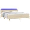 vidaXL LED Box Spring Bed med madras med LED Creme 200 x 200 cm Stof