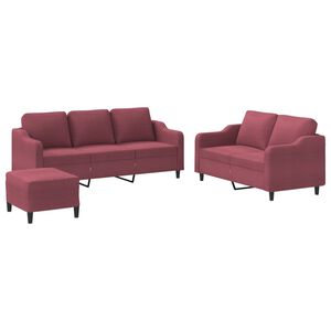 vidaXL sofas&aelig;t 2 dele med hynder stof vinr&oslash;d