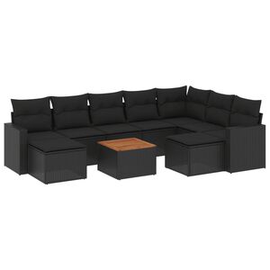 vidaXL sofas&aelig;t til haven 10 dele med hynder polyrattan sort