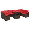 vidaXL Havesofa S&aelig;t med pude 11 pcs Brun Poly rattan