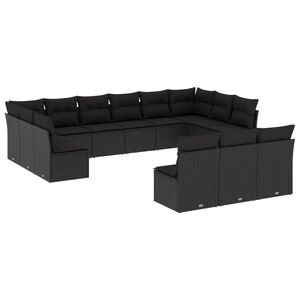 vidaXL sofas&aelig;t til haven 13 dele med hynder polyrattan sort