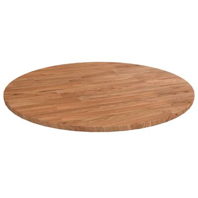vidaXL rund bordplade Ø60x1,5 cm behandlet massivt egetræ lysebrun