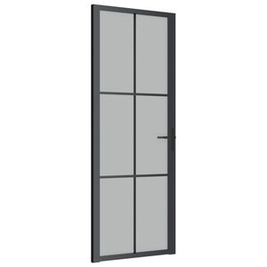 vidaxL d&oslash;r 76x201,5 cm mat glas og aluminium sort
