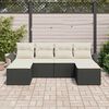 vidaXL Havesofa S&aelig;t med pude 6 pcs Sort polyrattan