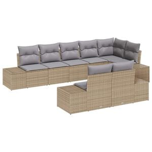 vidaXL Havesofa S&aelig;t med pude 8 pcs Beige og gr&aring; polyrattan