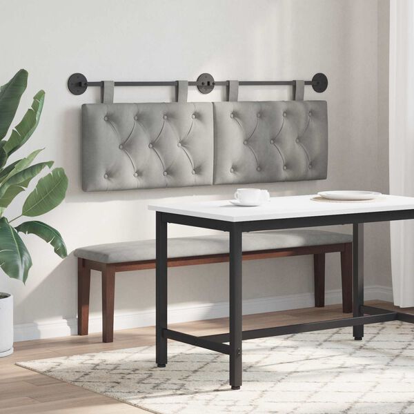 vidaXL H&aelig;ngende Hovedgavl V&aelig;gmonteret Lysegr&aring; 150 x 55 x 7 cm Fl&oslash;jl