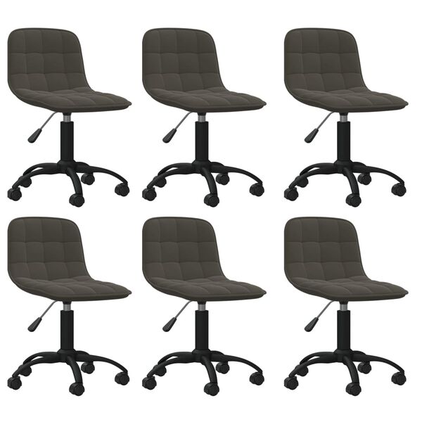 vidaXL drejelige spisebordsstole 6 stk. velour m&oslash;rkegr&aring;