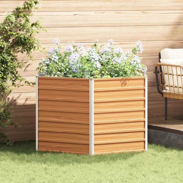 vidaXL H&aelig;vet Havebed Lys Brun 129 x 129 x 77 cm Galvaniseret st&aring;l