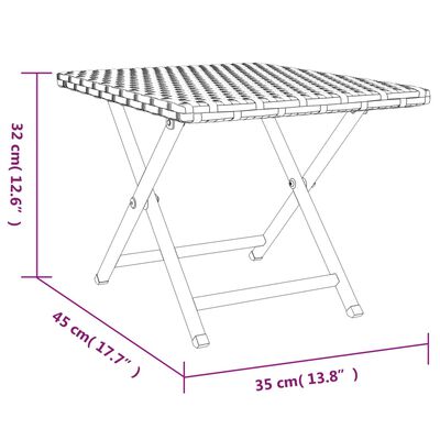 vidaXL foldbart bord 45x35x32 cm polyrattan sort
