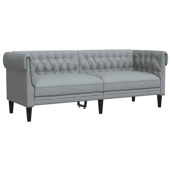 vidaXL 3-personers Chesterfield-sofa stof lysegr&aring;