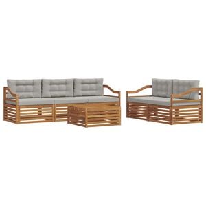 vidaXL Udend&oslash;rs sofagruppe med pude 6 pcs Naturlig og Lys Gr&aring;