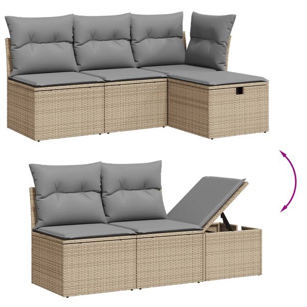 vidaXL havesofas&aelig;t 6 dele med hynder polyrattan beige