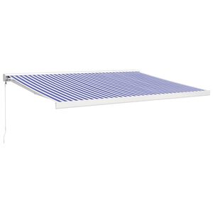 vidaXL foldemarkise manuel betjening 4x3 m stof aluminium bl&aring; hvid