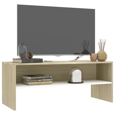 vidaXL tv-bord 100x40x40 cm konstrueret træ hvid og egetræsfarvet