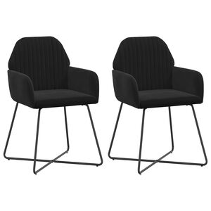vidaXL Spisestole 2 stk. Fl&oslash;jl Sort 55 x 50 x 84 cm