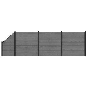 vidaXL Hegnss&aelig;t 619 x 186 cm WPC og Aluminium Gr&aring;