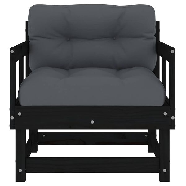 vidaXL havestole med hynder 2 stk. massivt fyrretr&aelig; sort