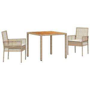 vidaXL Have Spisebordss&aelig;t 3 pcs Beige polyrattan