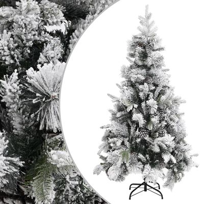 vidaXL juletræ med puddersne og grankogler 225 cm PVC & PE