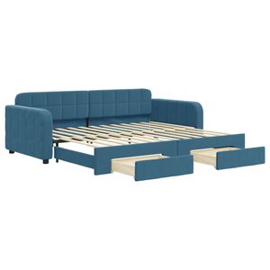 vidaXL daybed med udtr&aelig;k og skuffer 90x200 cm velour bl&aring;