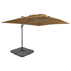 vidaXL haveparasol m. transportabel fod gr&aring;brun