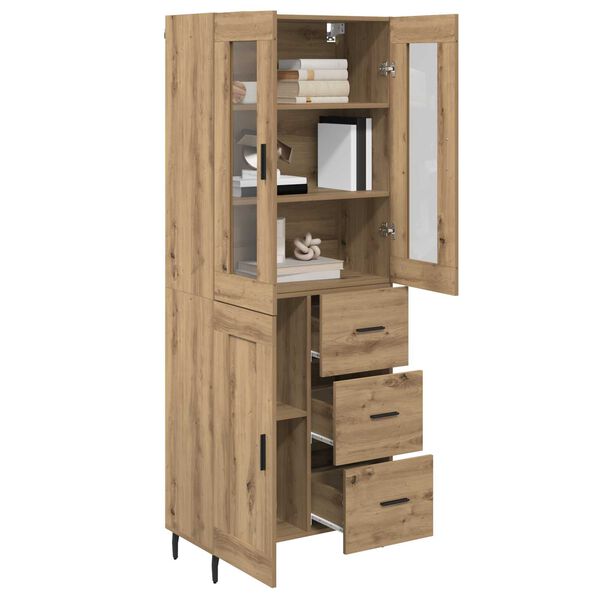 vidaXL Highboard med skuffe 2 pcs Artisan Egetr&aelig; Konstrueret tr&aelig;