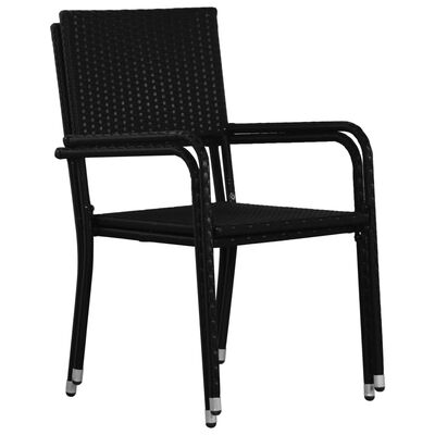 vidaXL udendørs spisebordsstole 2 stk. polyrattan sort