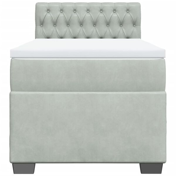 vidaXL kontinentalseng med madras 100x200 cmfl&oslash;jl lysegr&aring;