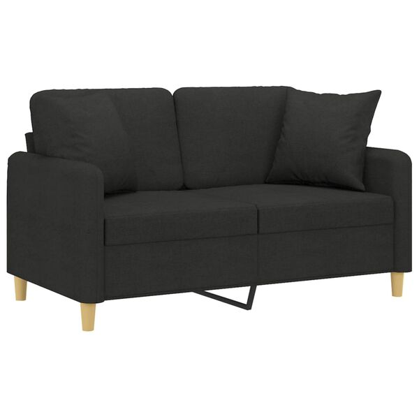 vidaXL 2-personers sofa med pyntepuder 120 cm stof sort