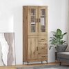 vidaXL Highboard med skuffe 2 pcs Artisan Egetr&aelig; Konstrueret tr&aelig;