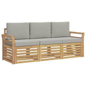 vidaXL Sofas&aelig;t 3 stk. Hvid og lysegr&aring; Polyester