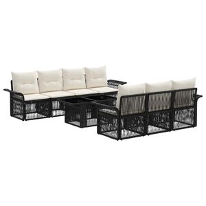 vidaXL Havesofa S&aelig;t 8 stk. Sort og Cremehvid polyrattan