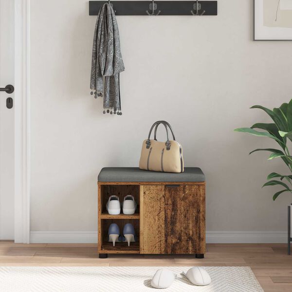 vidaXL Hallb&aelig;nk Gammelt tr&aelig; 60 x 38 x 46 cm Kunstigt tr&aelig; og stof