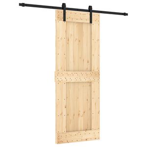 vidaXL Skyded&oslash;r Naturfarvet og sort 80 x 210 cm Massivt Fyrretr&aelig;