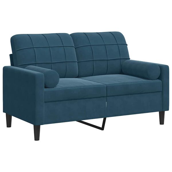 vidaXL 2-personers sofa med pyntepuder 120 cm velour bl&aring;