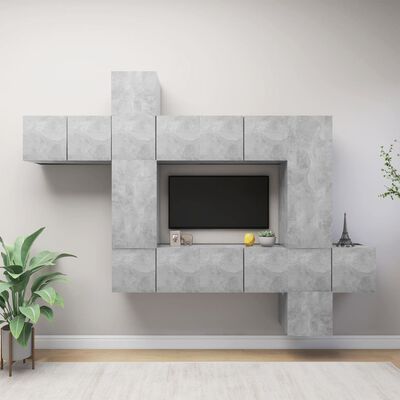 vidaXL tv-skabe 10 dele spånplade betongrå