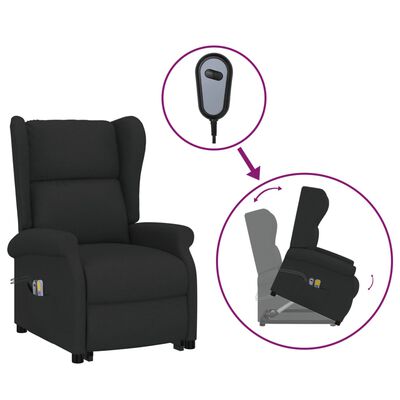 vidaXL løftestol med massagefunktion stof sort