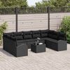 vidaXL Sofa S&aelig;t med pude 10 pcs Sort Poly Rattan