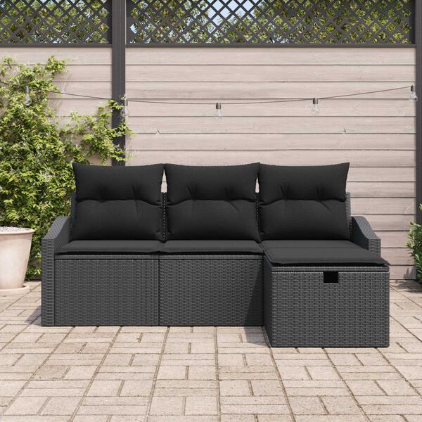 vidaXL Sofa S&aelig;t med pude 4 pcs polyrattan