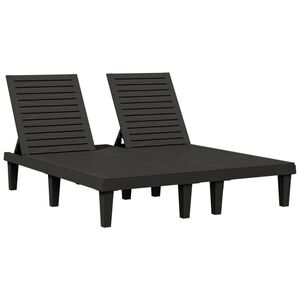 vidaXL dobbelt liggestol 155x138x83 cm polypropylen sort