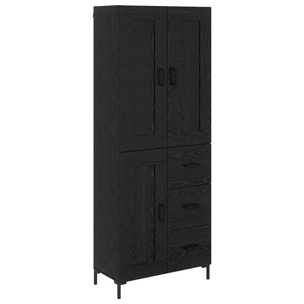 vidaXL Highboard med skuffe 2 pcs Sort eg Konstrueret tr&aelig;