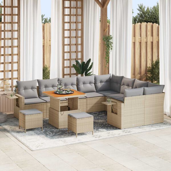 vidaXL Havesofa Sæt 12 pcs Beige polyrattan