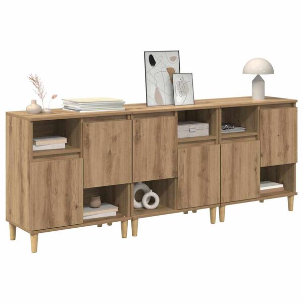 vidaXL Sideboards 3 pcs Artisan Egetr&aelig; 60 x 35 x 70 cm Konstrueret tr&aelig;