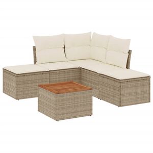 vidaXL sofas&aelig;t til haven 6 dele med hynder polyrattan beige
